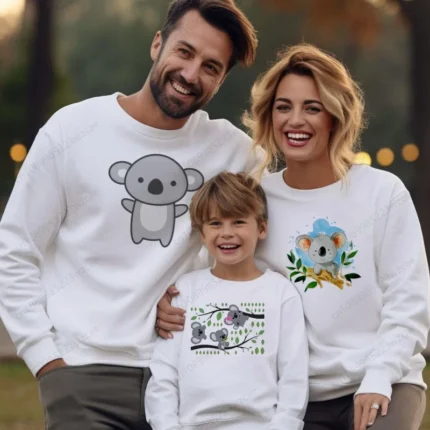 Lazy Sleep Koala Funny Cartoon Sweatshirts Children Hoodie Cute Fashion Sweatshirts Kid Clothes for Family Baby Cartoon Hoodies